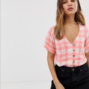 ASOS pink plaid top, never worn